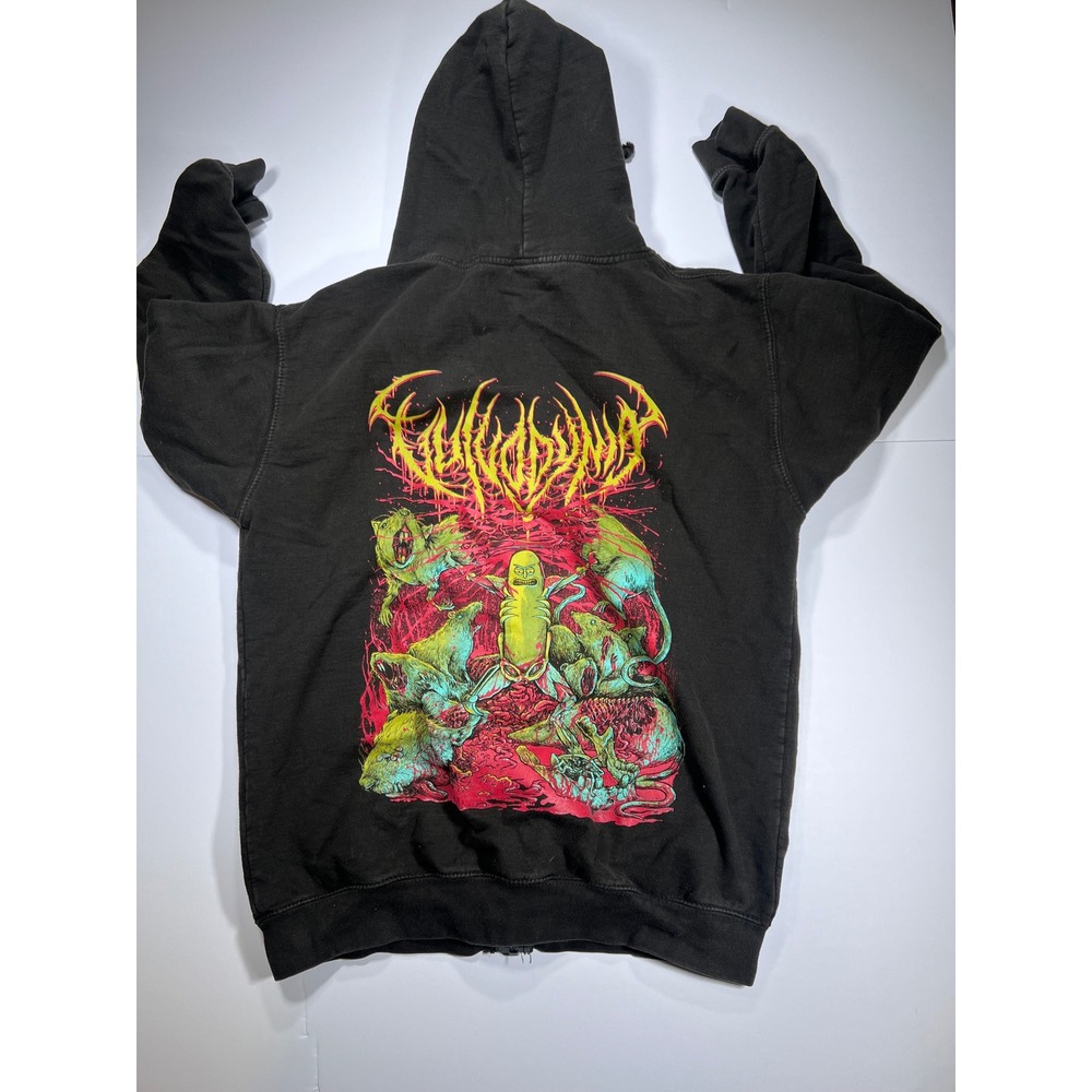 AWDis Vulvodynia Band Zip Hoodie Men Large Black Pickle Rick Rick and Morty Slam